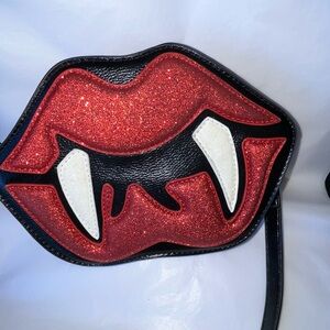 Red Glitter Vampire Lips Crossbody Bag